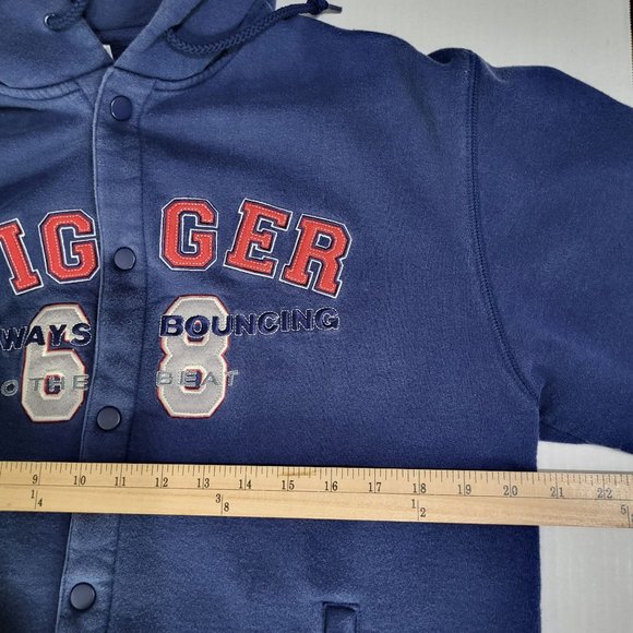 Vintage Disney Store Tigger Embroidered Sweatshirt Jacket Hooded Blue Small - Picture 10 of 12